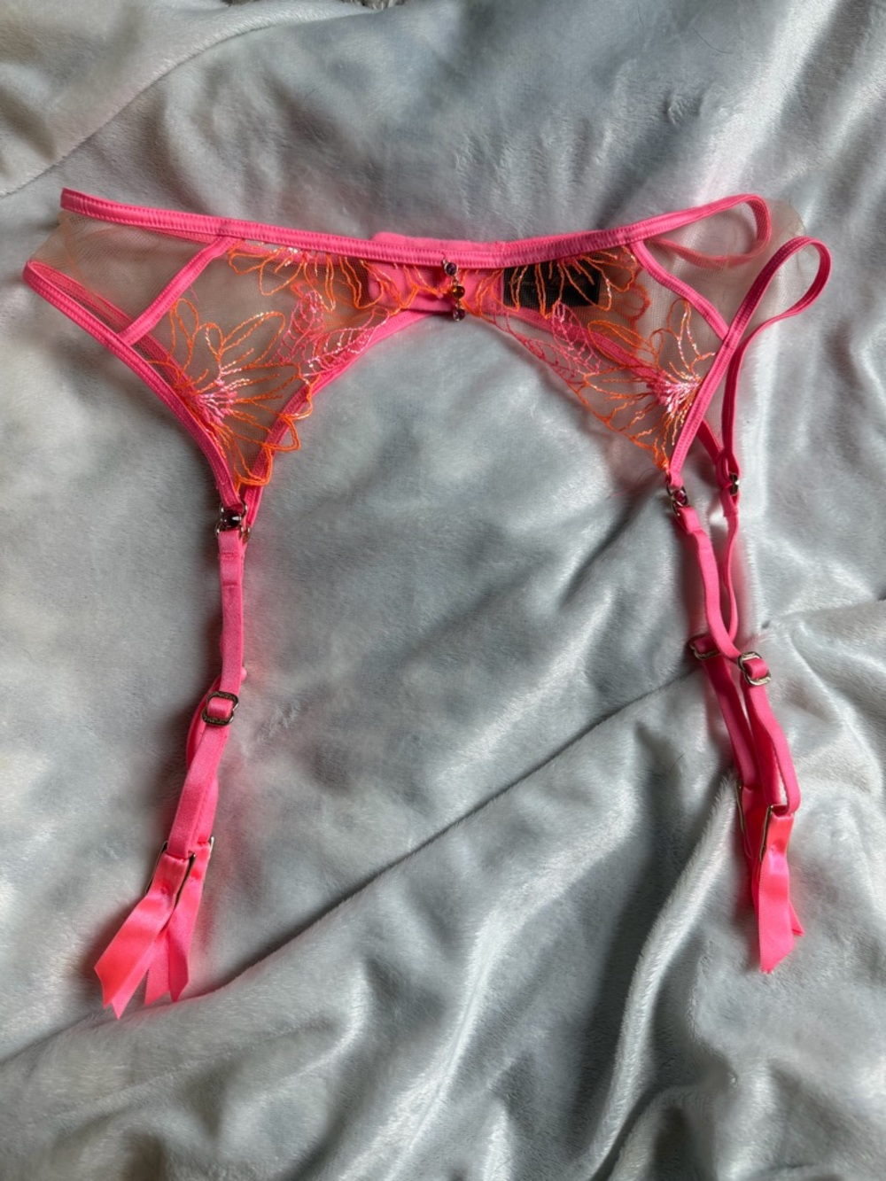 Honey Birdette Neon Pink & Neon Orange Lace Bra